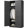 MIIIKO Wardrobe Closet with 2 Doors, 72" Metal Clothing Storage