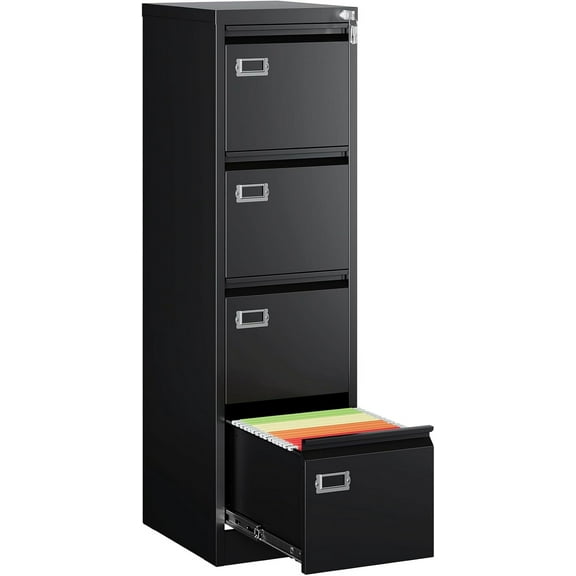 Hanyu 4 Drawer Filing Cabinets with Lock, Metal File Cabinet with 4 Drawers, Home Office File Folders Cabinet for Letter Legal A4 File Size