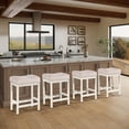thumbnail image 1 of MIITODAY Bar Stools Set of 4, 25" Counter Height Bar Stool with Metal Frame, Fabric Upholstered Saddle Barstools for Kitchen Island, Beige, 1 of 5