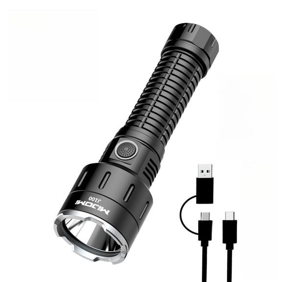 MIJOMI Flashlight J100 5000 Lumens Brightness 21700-5000mAh Rechargeable Flashlight Portable IP68 Waterproof Flashlight with 438m long beam Distance flashlight With Output Power