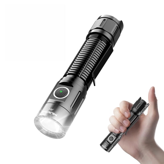 MIJOMI J81 Tactical Flashlight 1300 Lumen Compact Torch Dual Switch USB Rechargeable, Waterproof IP68 for Tactical Games, Camping,Outdoor