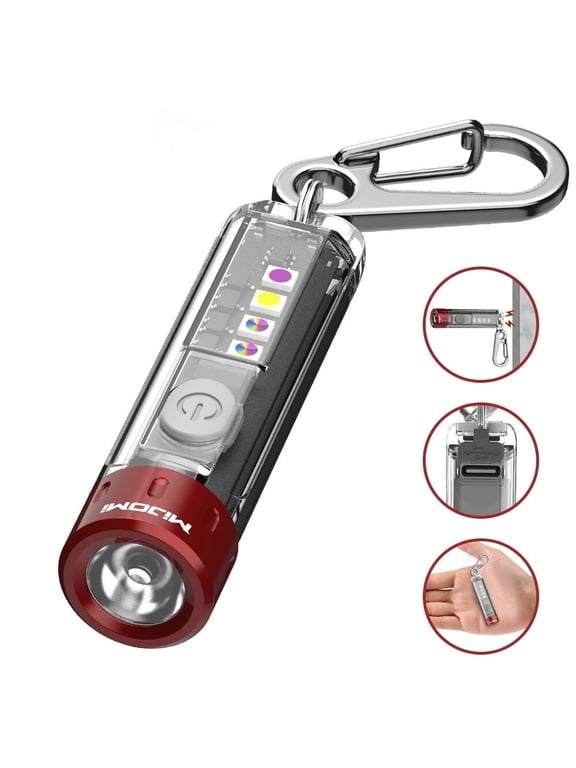K3 EDC Keychain Flashlight , 400 Lumens Compact Portable flashlight with 365nm UV Red Green Blue Light, Strong Magnet USB-C Rechargeable flashlight Mini LED Keyring Lights