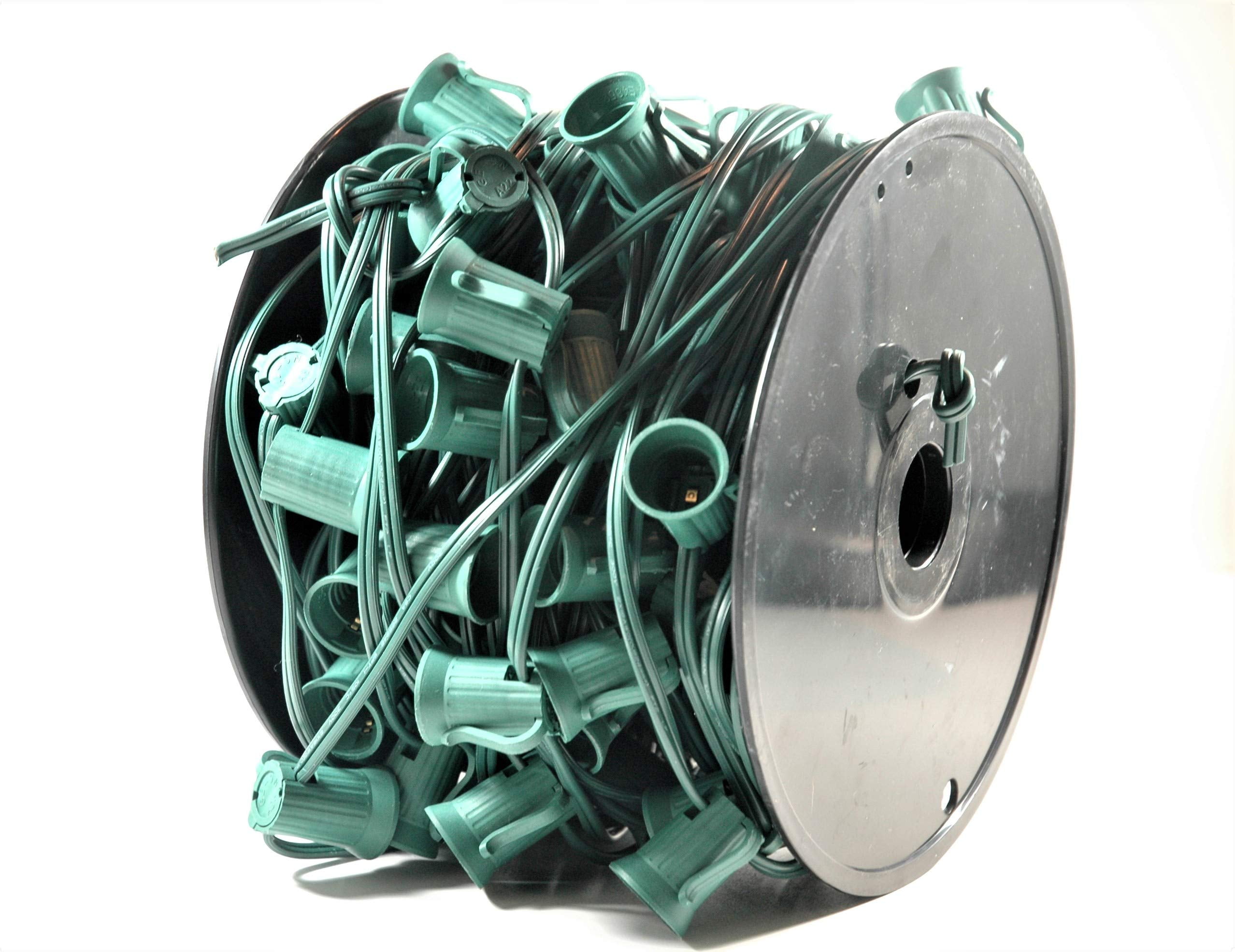 MIK Solutions SPT-1 100Ft C9 Christmas Spool Green Wire with Socket ...