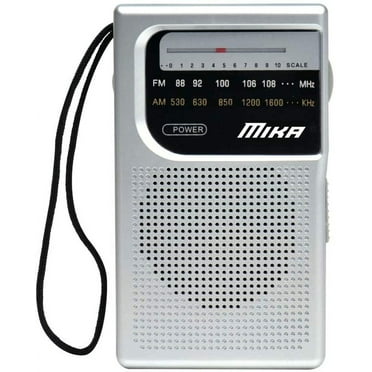 MIKA AM/FM Radio, Battery Operated Mini Radio, Transistor Radio (AA Batteries NOT Included) (Silver)