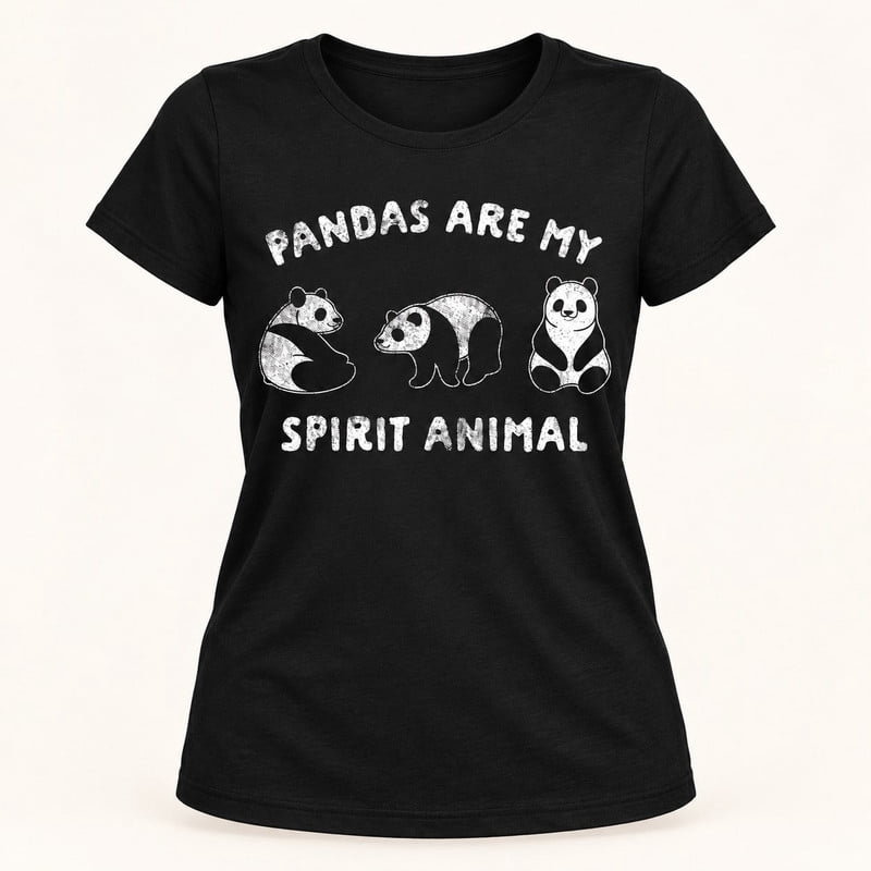 MIKDENO Women's Pandas Are My Spirit Animal Cotton Graphic T-Shirt ...