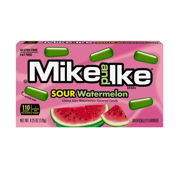MIKE AND IKE SOUR Watermelon Chewy Candy, 4.25 ounce Theater Box, 1 count