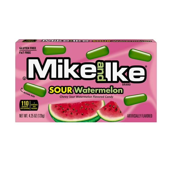 MIKE AND IKE SOUR Watermelon Chewy Candy, 4.25 ounce Theater Box, 1 count