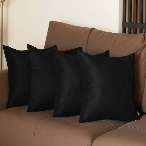 MIKE & Co. NEW YORK Honey Set of 4 Decorative Throw Pillow Cover Solid Color Black 18" x 18"