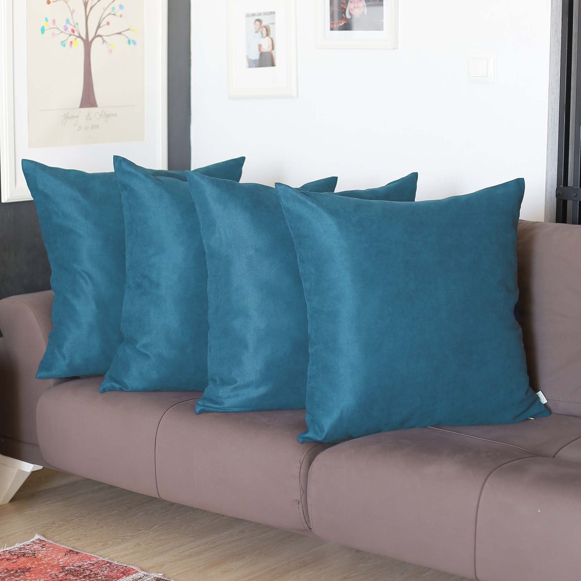 Tahitian Tide Blue Polyester Square Pillow Covers Set of 4