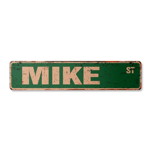 MIKE Vintage Plastic Street Sign Childrens Name Room Sign | Indoor/Outdoor | 18" Wide