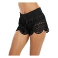 thumbnail image 1 of MIKEN Women's Black Stretch Lace Elastic-Waist Scalloped Tie Shorts Swimsuit Cover Up XS, 1 of 3