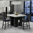 thumbnail image 1 of MIKHA White Bar Table Set with 4 Stools - 48" Square Faux Marble Top & Rubberwood, Black Base. Modern Dining Set for Kitchen or Home Bar. Seats 4., 1 of 6
