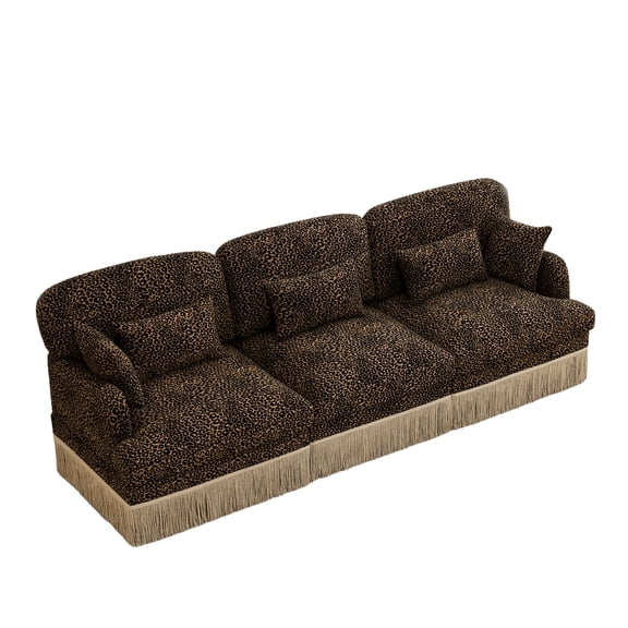 MIKIBAMA 100"Comfy Chenille Leopard Printing 3-Seater Sofa