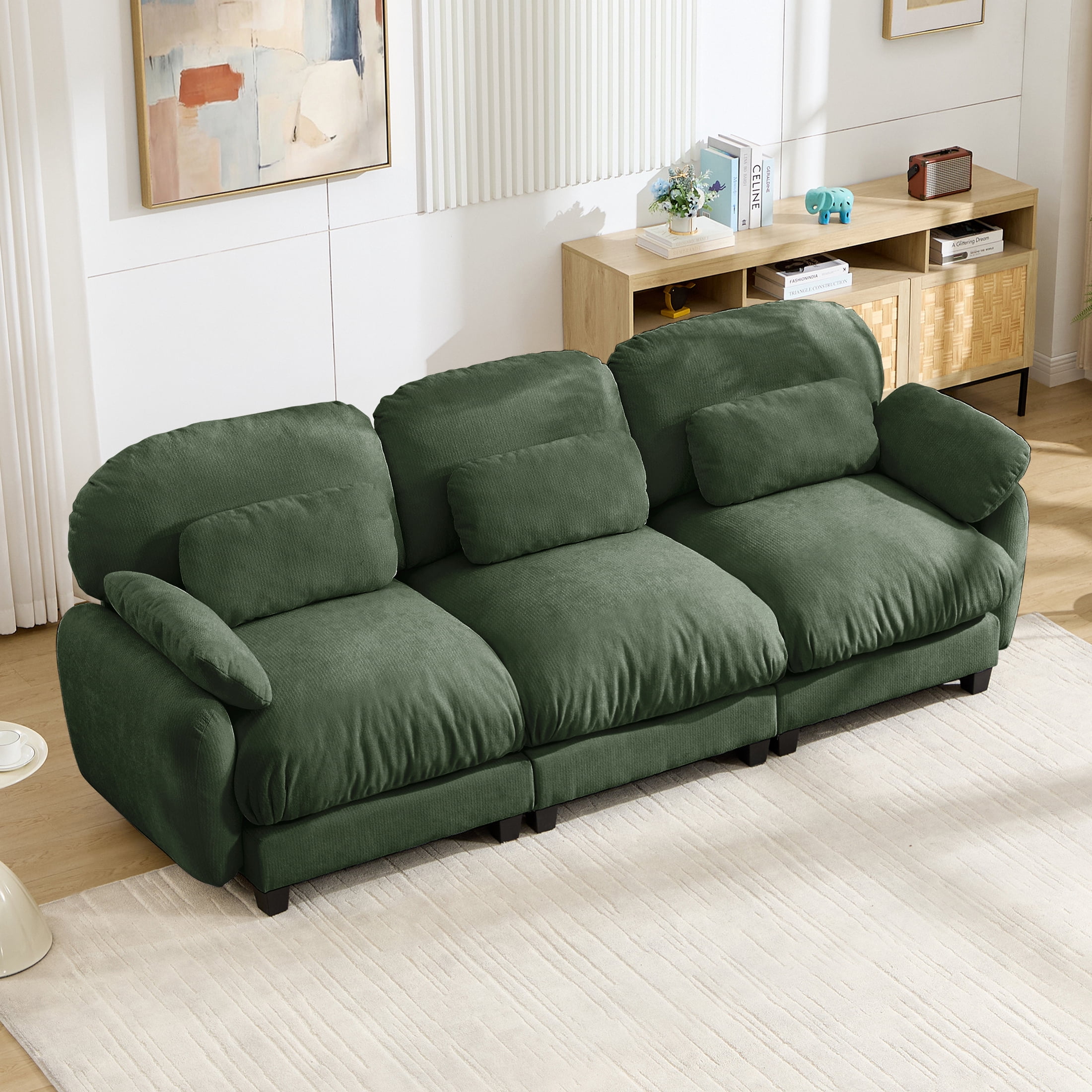 MIKIBAMA 104.3'' Modular Sectional Sofa, Modern Chenille Deep Seat ...