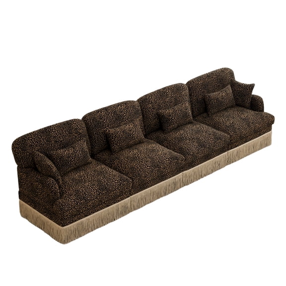 MIKIBAMA 131" Comfy Chenille Leopard Printing 4-Seater Sofa