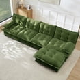 thumbnail image 1 of MIKIBAMA 138" Green L Shaped Chenille Modular Sectional Sofa Cloud Design Button Seat Cushions With Movable Ottomans Solid Wood Frame for Living Room,4-Seat, 1 of 9
