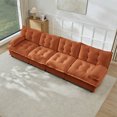 thumbnail image 1 of MIKIBAMA 138" Orange 4-Seater Chenille Modular Sectional Sofa Cloud Design Button Seat Cushions Solid Wood Frame for Living Room, 1 of 10