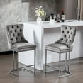 thumbnail image 1 of MIKIBAMA Gray Velvet Barstools with Backs, Counter Height, Modern, Tufted, Set of 2, 1 of 12