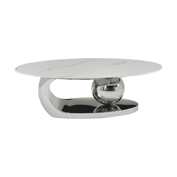 MIKIBAMA Oval Faux Marble Coffee Table for Living Room