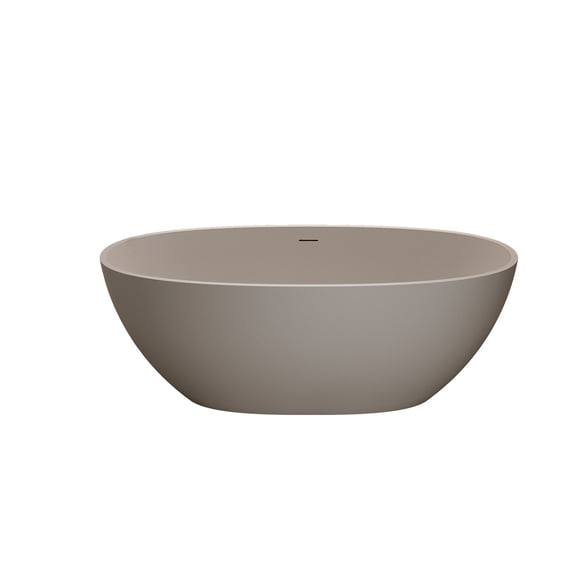 MIKIBAMA Beige 55.1" Resin Stone Freestanding Soaking Bathtub