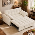 thumbnail image 1 of MIKIBAMA 55" Velvet 3 In 1 Convertible Sofa Bed with Side Pockets & Adjustable Backrest, Perfect for Living Room,Beige, 1 of 5
