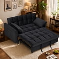 thumbnail image 1 of MIKIBAMA 55" Velvet 3 In 1 Convertible Sofa Bed with Side Pockets & Adjustable Backrest, Perfect for Living Room,Black, 1 of 7