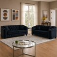 thumbnail image 1 of MIKIBAMA 6-Seater Velvet Chesterfield Sofa, Deep Seat Cushions, Tufted Back, Brass Nailhead Trim, Black, 1 of 6