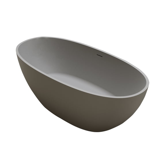 MIKIBAMA 67'' Grey Resin Stone Freestanding Soaking Bathtub
