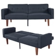 thumbnail image 1 of MIKIBAMA 68.11 Inch Black 2 Seat Fabric Mid Century Modern Convertible Futon Sofa Bed Tufted Split Back With Solid Wood Legs for Small Spaces, 1 of 7