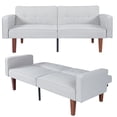 thumbnail image 1 of MIKIBAMA 68.11 Inch Grey 2 Seat Fabric Mid Century Modern Convertible Futon Sofa Bed Tufted Split Back With Solid Wood Legs for Small Spaces, 1 of 7