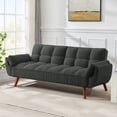 thumbnail image 1 of MIKIBAMA 75" Dark Gray 3 Seat Linen Convertible Futon Sofa Bed Tufted Design Adjustable Backrests With Solid Wood Legs for Small Spaces, 1 of 7