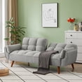 thumbnail image 1 of MIKIBAMA 75" Gray 3 Seat Linen Convertible Futon Sofa Bed Tufted Design Adjustable Backrests With Solid Wood Legs for Small Spaces, 1 of 7