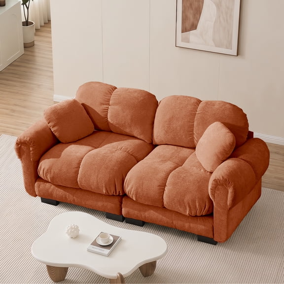 MIKIBAMA 76.3" Chenille Cloud Loveseat Sofa, 2-Seat Modular Sectional Couch for Living Room, Apartment, Office, Orange
