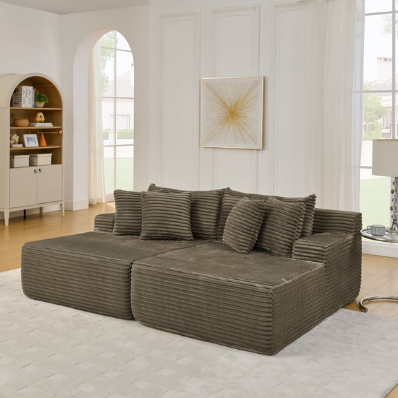 MIKIBAMA 82.5” Oversized Double Lounge Chaise,velvet Sofa Bed,Upholstered Boneless Cloud Sofa Deep Seat,No Assembly Required