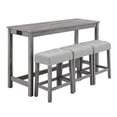 thumbnail image 1 of MIKIBAMA Bar Table Set with Power Outlet, 4 Piece Dining Table Set, 1 of 8