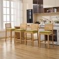 thumbnail image 1 of MIKIBAMA Counter Height Bar Stools Set of 4, Rattan Back, Linen Seat, 1 of 11