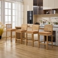 thumbnail image 1 of MIKIBAMA Counter Height Bar Stools Set of 4, Rattan Back, Linen Seat, 1 of 11
