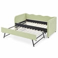 thumbnail image 1 of MIKIBAMA Green Twin Size Gingham Upholstered Daybed with Pull‑Out Trundle, Solid Wood Frame, Side Storage Pockets, Sofa Bed for Guest Bedroom, 1 of 9