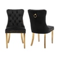 thumbnail image 1 of MIKIBAMA High-End Tufted Velvet Dining Chair Set of 2, Solid Wood Contemporary, Golden Stainless Steel Plated Legs and Nailhead Trim, Black and Gold, 1 of 11