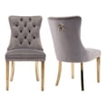 thumbnail image 1 of MIKIBAMA High-End Tufted Velvet Dining Chair Set of 2, Solid Wood Contemporary, Golden Stainless Steel Plated Legs and Nailhead Trim, Gray and Gold, 1 of 11