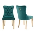 thumbnail image 1 of MIKIBAMA High-End Tufted Velvet Dining Chair Set of 2, Solid Wood Contemporary, Golden Stainless Steel Plated Legs and Nailhead Trim, Green and Gold, 1 of 10