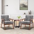 thumbnail image 1 of MIKIBAMA Mid-Century Modern Chair with Solid Wood Frame, Accent Chair Extra-Thick Backrest, Grey, Set of 2, 1 of 11