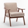 thumbnail image 1 of MIKIBAMA Mid-Century Modern Chair with Solid Wood Frame, Accent Chair Extra-Thick Backrest, Light Camel, 1 of 9