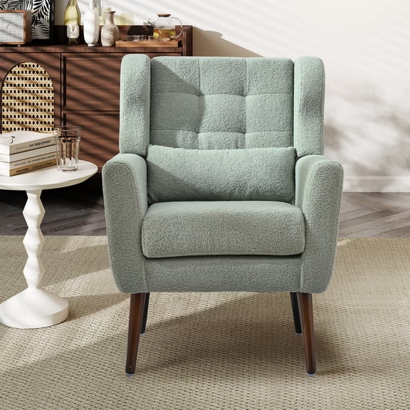MIKIBAMA Modern Accent Chair Chenille Fabric Upholstered Tufted Side Wingback Chair