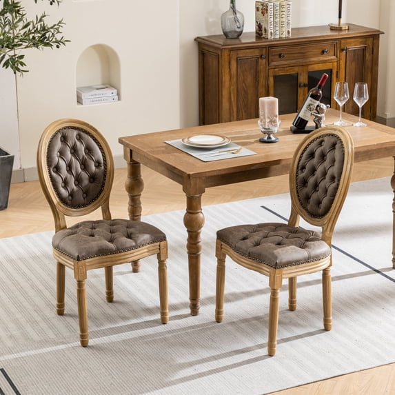 MIKIBAMA Brown PU Leather Dining Chair - Set of 2