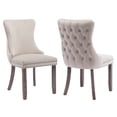 thumbnail image 1 of MIKIBAMA Set of 2 Beige Tufted Velvet Dining Chairs Solid Wood Frame for Dining Room, 1 of 9