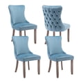 thumbnail image 1 of MIKIBAMA Set of 4 Light Blue Tufted Velvet Dining Chairs Solid Wood Frame for Dining Room, 1 of 8