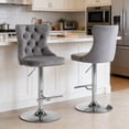 thumbnail image 1 of MIKIBAMA Swivel Velvet Barstools Adjusatble Seat Height from 25-33 Inch, Modern Upholstered Chrome base Bar Stools Set of 2, 1 of 5