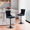 thumbnail image 1 of MIKIBAMA Swivel Velvet Barstools with Adjustable Seat Height, Modern Upholstered, Black-Black Leg (Set of 2), 1 of 5