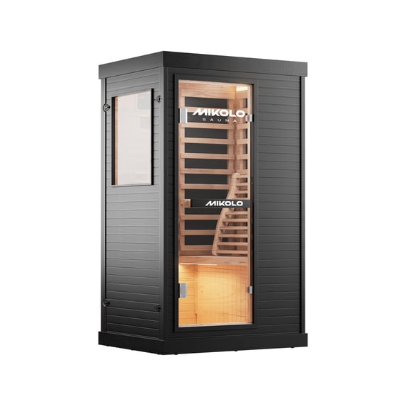MIKOLO Far Infrared Sauna Home Sauna Spa Room Canadian Hemlock Wood 1000W Indoor Saunas Low EMF with Control Panel,Black